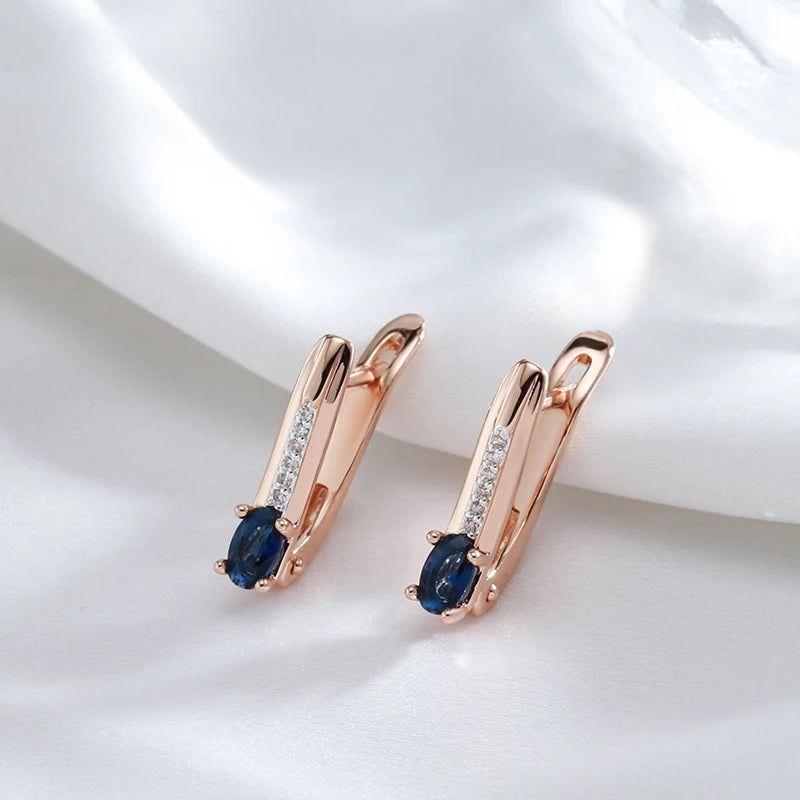 Refined Vintage 585 Rose Gold Plated Earrings with Blue Natural Stone