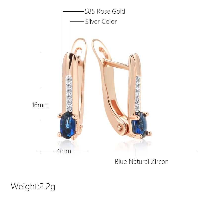 Refined Vintage 585 Rose Gold Plated Earrings with Blue Natural Stone