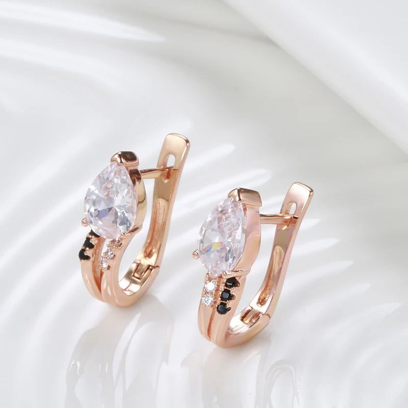 Refined Vintage Black Zircon Drop Earrings in 585 Rose Gold