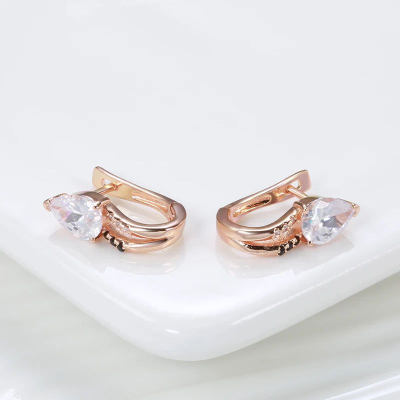 Refined Vintage Black Zircon Drop Earrings in 585 Rose Gold