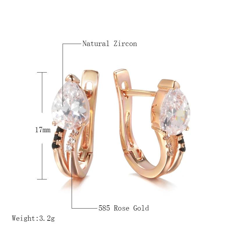 Refined Vintage Black Zircon Drop Earrings in 585 Rose Gold