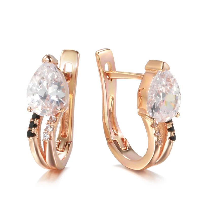 Refined Vintage Black Zircon Drop Earrings in 585 Rose Gold