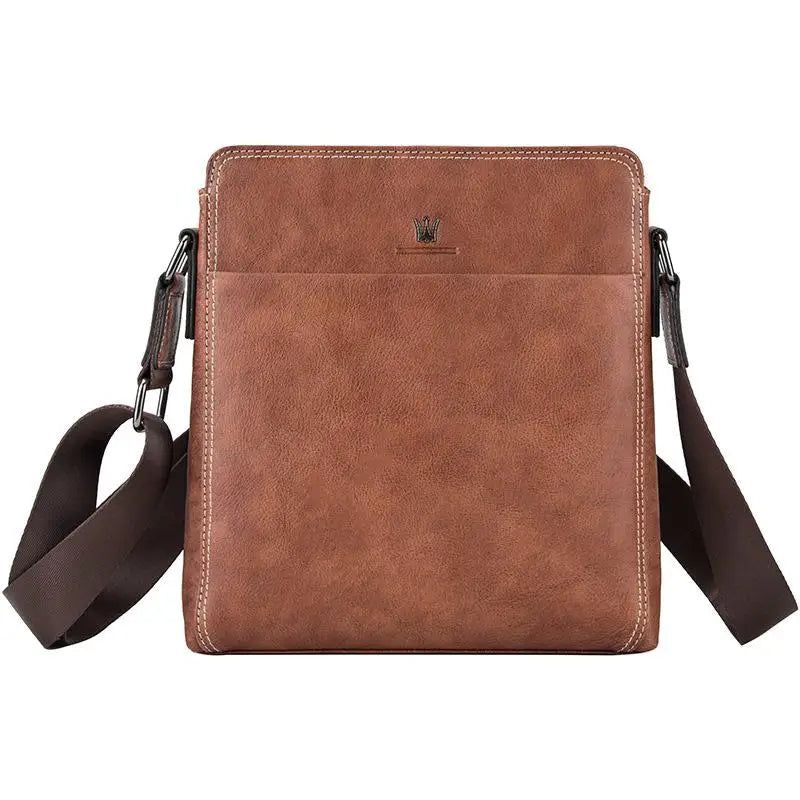 Retro Genuine Leather Men's Messenger Bag - Versatile Shoulder & Crossbody Design with Large Capacity