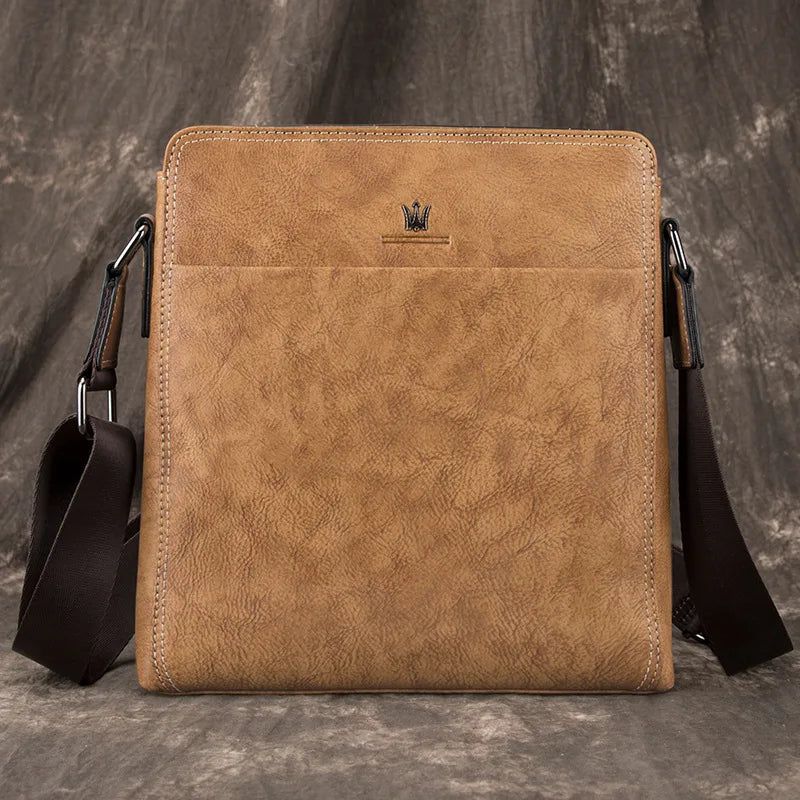 Retro Genuine Leather Men's Messenger Bag - Versatile Shoulder & Crossbody Design with Large Capacity