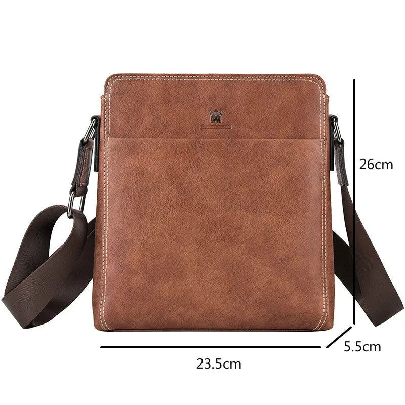 Retro Genuine Leather Men's Messenger Bag - Versatile Shoulder & Crossbody Design with Large Capacity