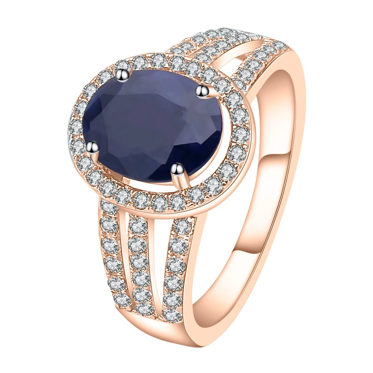 Ring Natural Oval Blue Sapphire Ring For Women