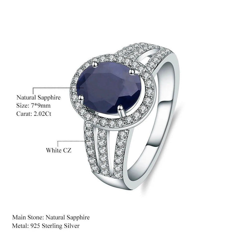 Ring Natural Oval Blue Sapphire Ring For Women