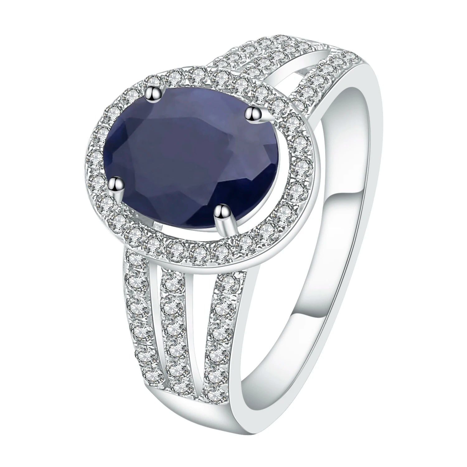 Ring Natural Oval Blue Sapphire Ring For Women