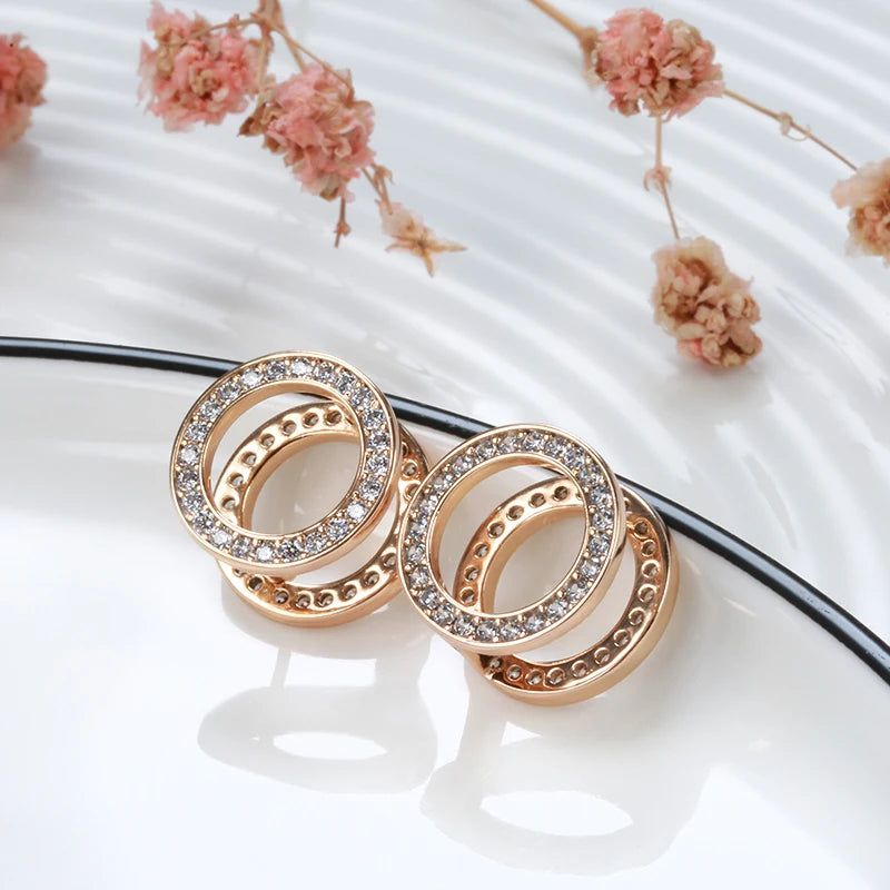 Romantic Double-Sided Zircon Earrings in 585 Rose Gold - Unique Fashion Jewelry