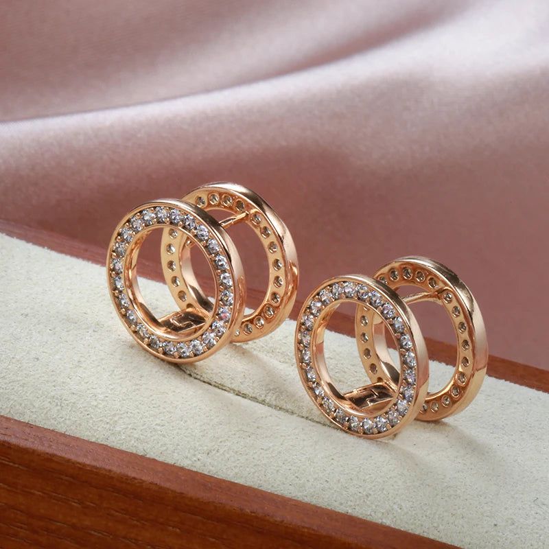 Romantic Double-Sided Zircon Earrings in 585 Rose Gold - Unique Fashion Jewelry