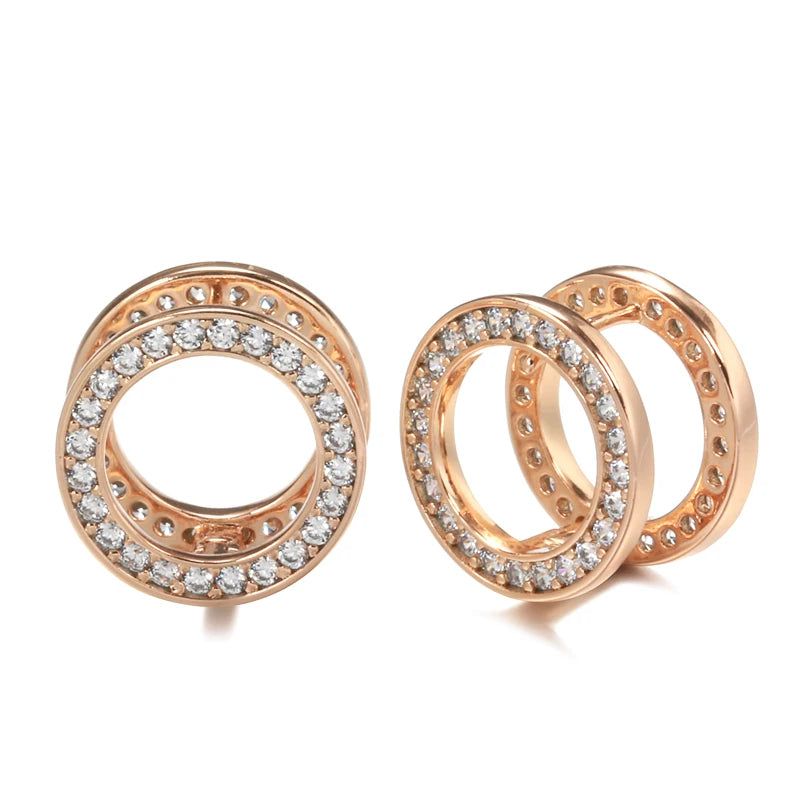 Romantic Double-Sided Zircon Earrings in 585 Rose Gold - Unique Fashion Jewelry