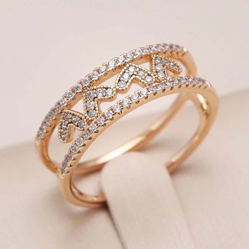 Romantic Heart-Shaped Natural Zircon Ring in 585 Rose Gold - Modern High-Quality Accessory