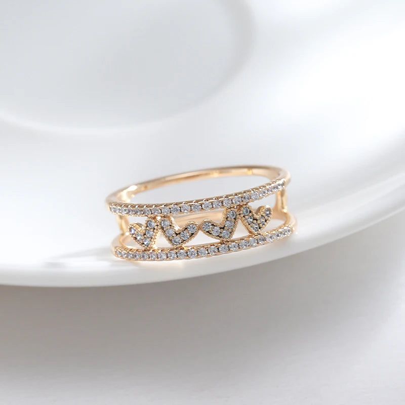 Romantic Heart-Shaped Natural Zircon Ring in 585 Rose Gold - Modern High-Quality Accessory