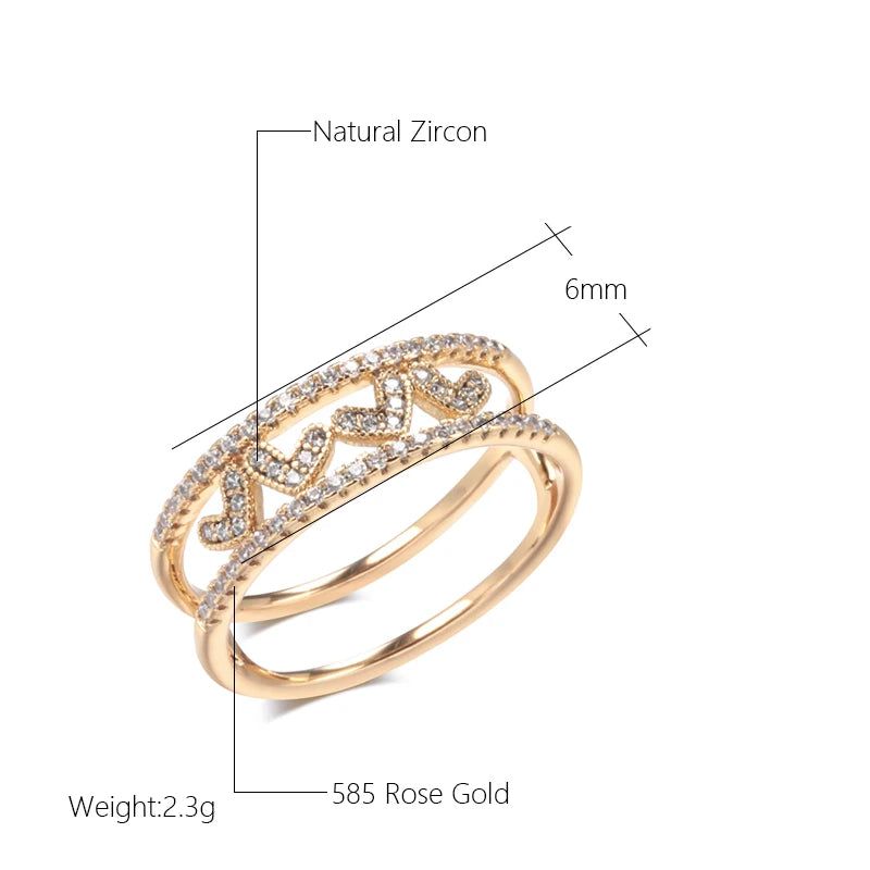 Romantic Heart-Shaped Natural Zircon Ring in 585 Rose Gold - Modern High-Quality Accessory