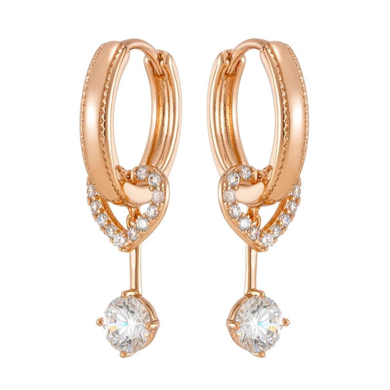 Romantic Rose Gold Natural Zircon Drop Earrings - Elegant Fashion Jewelry