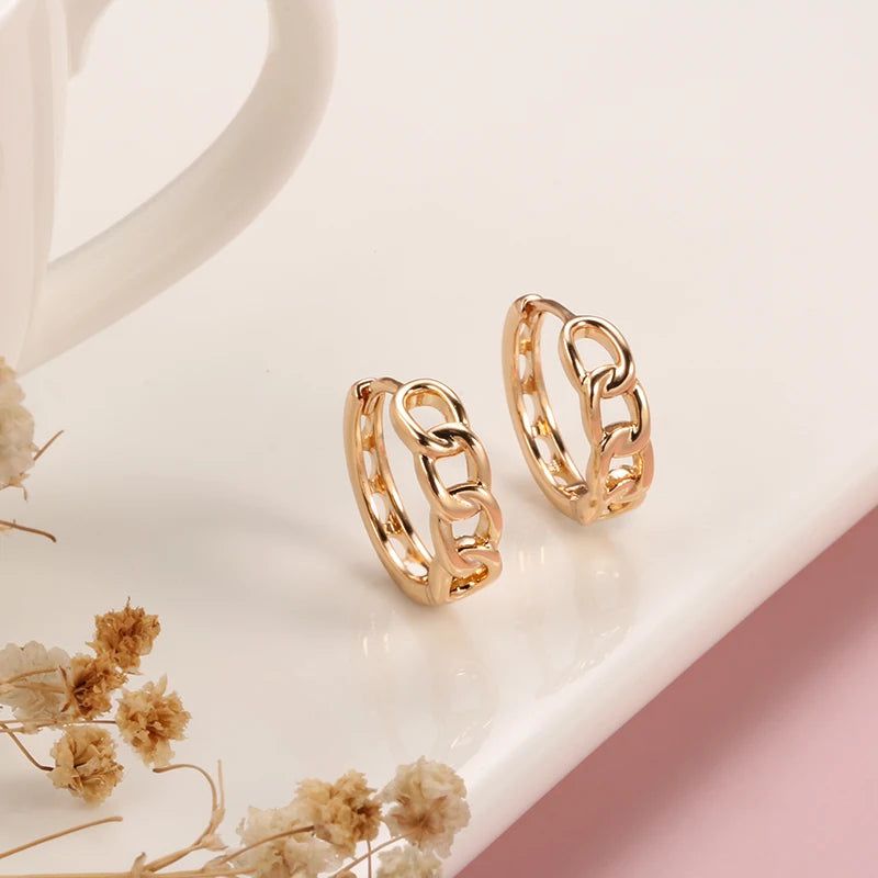 Rose Gold Geometric Four Laps Hollow Dangle Earrings - Trendy Summer Fashion Jewelry