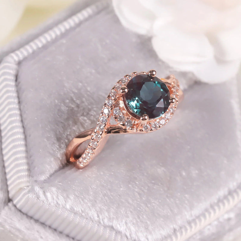 Rose Gold Plated 925 Sterling Silver Alexandrite Ring for Women