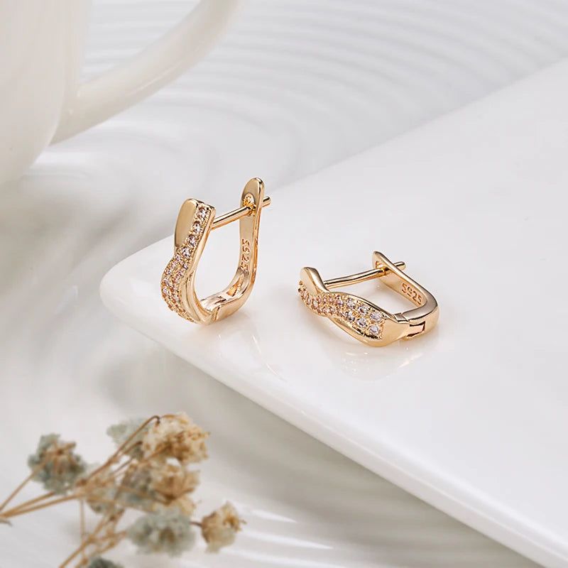 Rose Gold Vintage Zircon Cross Stud Earrings - Luxurious Fashion Jewelry