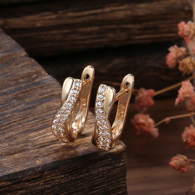 Rose Gold Vintage Zircon Cross Stud Earrings - Luxurious Fashion Jewelry