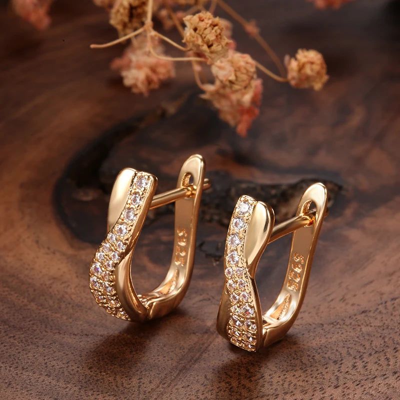 Rose Gold Vintage Zircon Cross Stud Earrings - Luxurious Fashion Jewelry