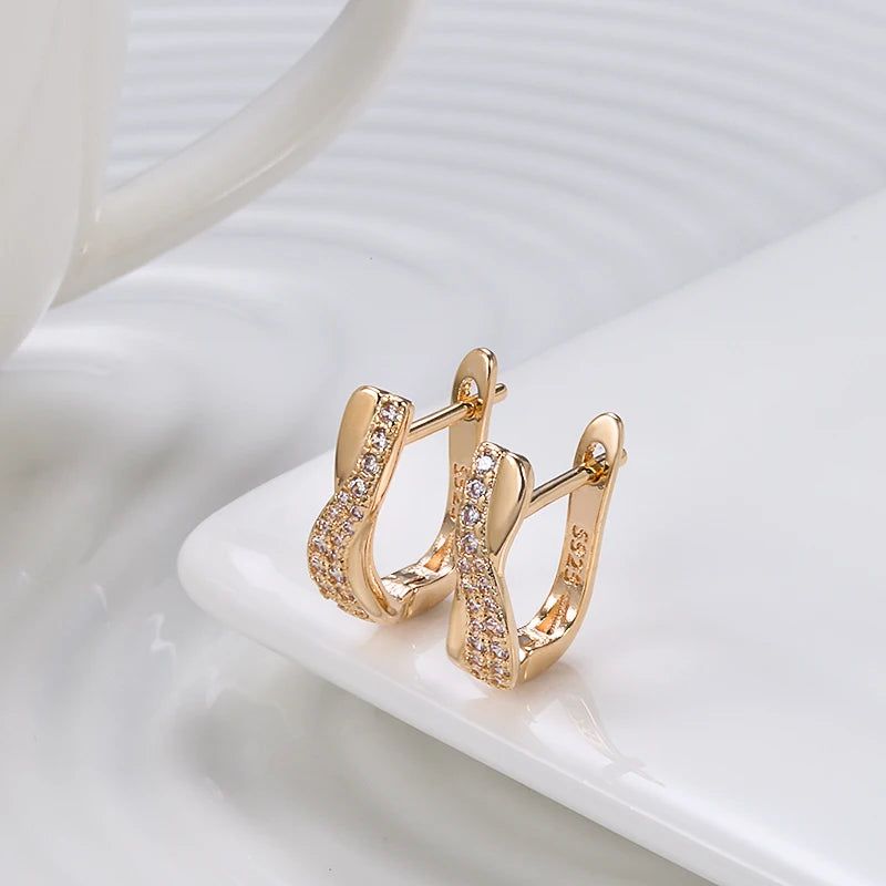 Rose Gold Vintage Zircon Cross Stud Earrings - Luxurious Fashion Jewelry