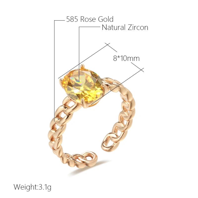 Rose Gold Yellow Natural Zircon Bridal Ring - High-Quality Vintage Design by New Fashion