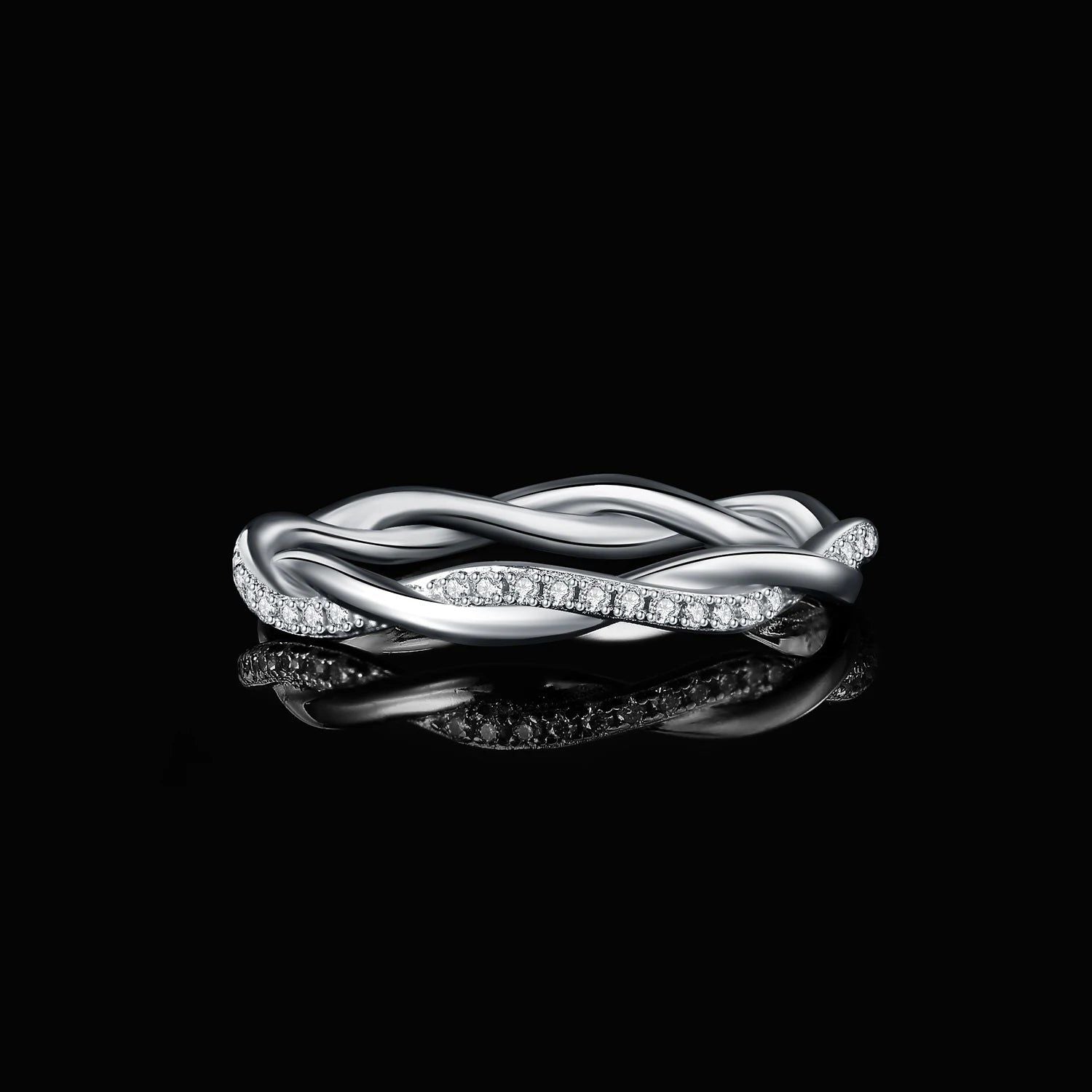 Sophisticated Infinity 5A CZ Sterling Silver Band Ring for Fine Jewelry