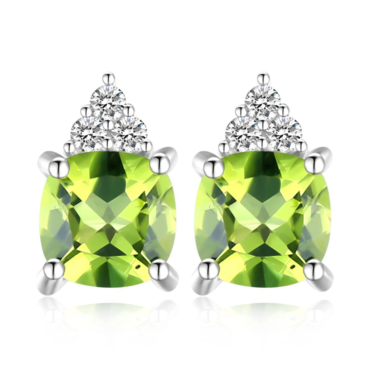 Elegant 1.3ct Natural Peridot Stud Earrings in 925 Sterling Silver