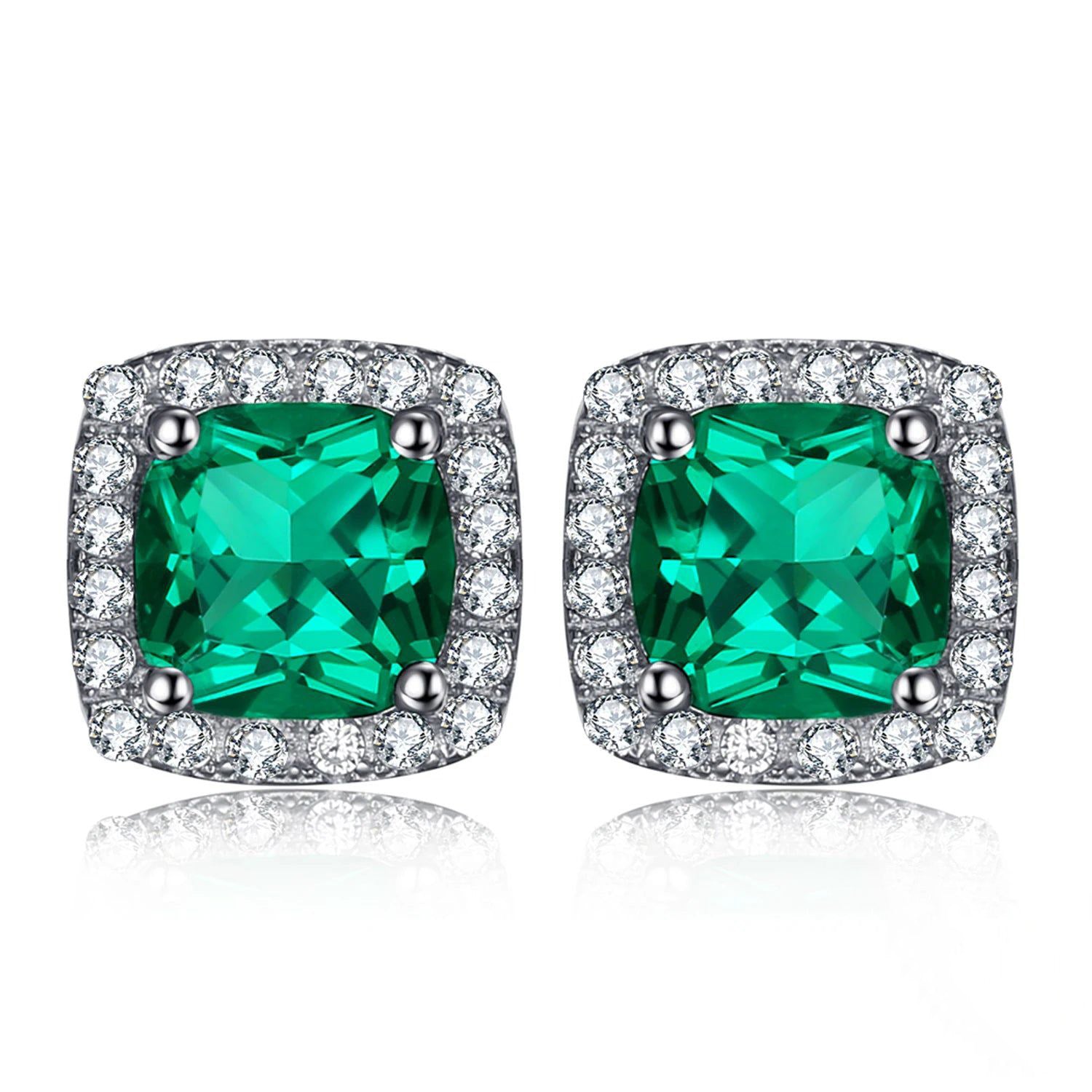 Elegant Nano Emerald Stud Earrings in 925 Sterling Silver - Hypoallergenic Gemstone Jewelry