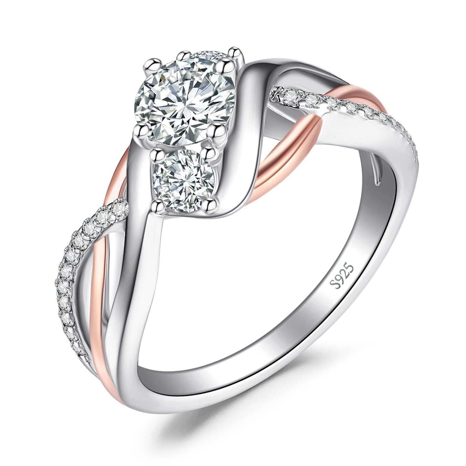 Elegant 3-Stone Infinity Design Solid 925 Sterling Silver Ring with AAAAA CZ Simulated Diamonds