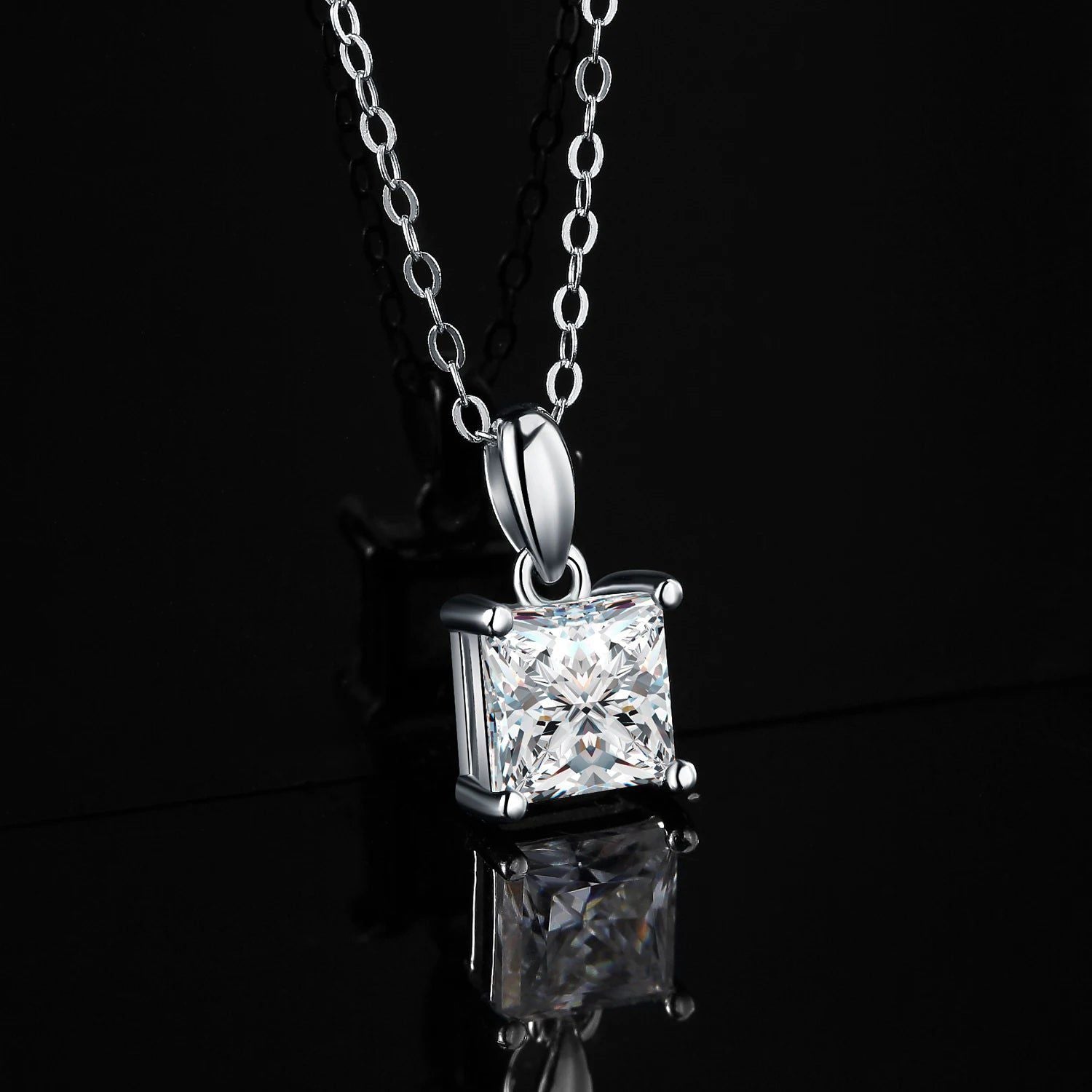 Sophisticated 1ct Princess Cut Moissanite Pendant in 925 Sterling Silver - Pendant Only, No Chain