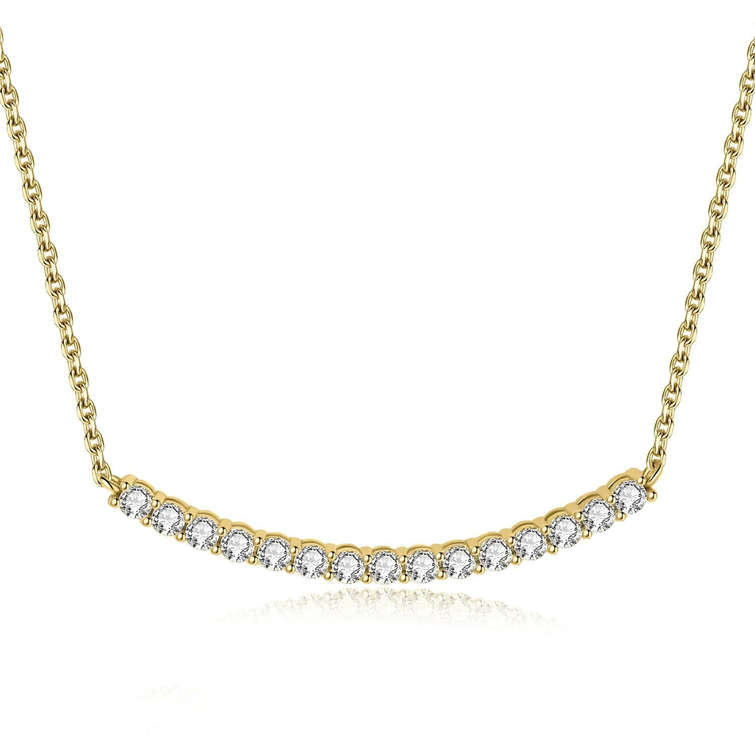 Dazzling Moissanite Necklace - 0.9ct D Color in 925 Sterling Silver with Luxury Choker Design, 45cm Yellow Rose Gold Plated