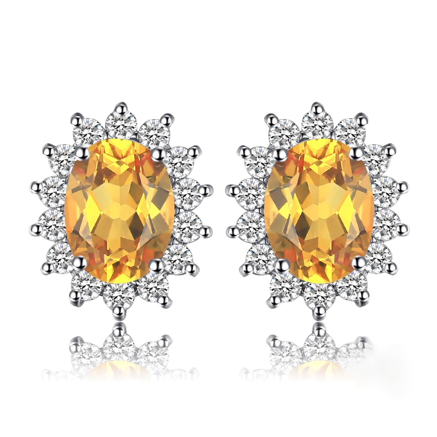 Diana 1.2ct Natural Citrine Sterling Silver Halo Earrings for Elegant Style