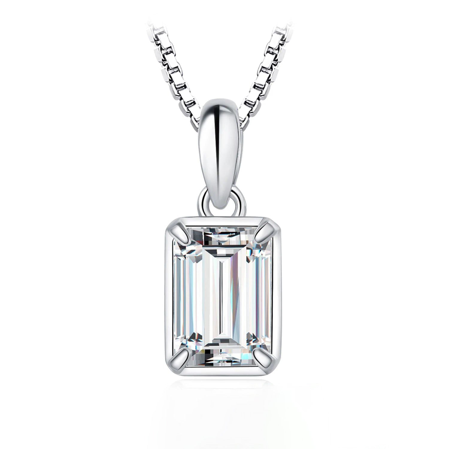 Emerald Cut 1ct D Color Moissanite Pendant in 925 Sterling Silver - Yellow Rose Gold Plated, Pendant Only