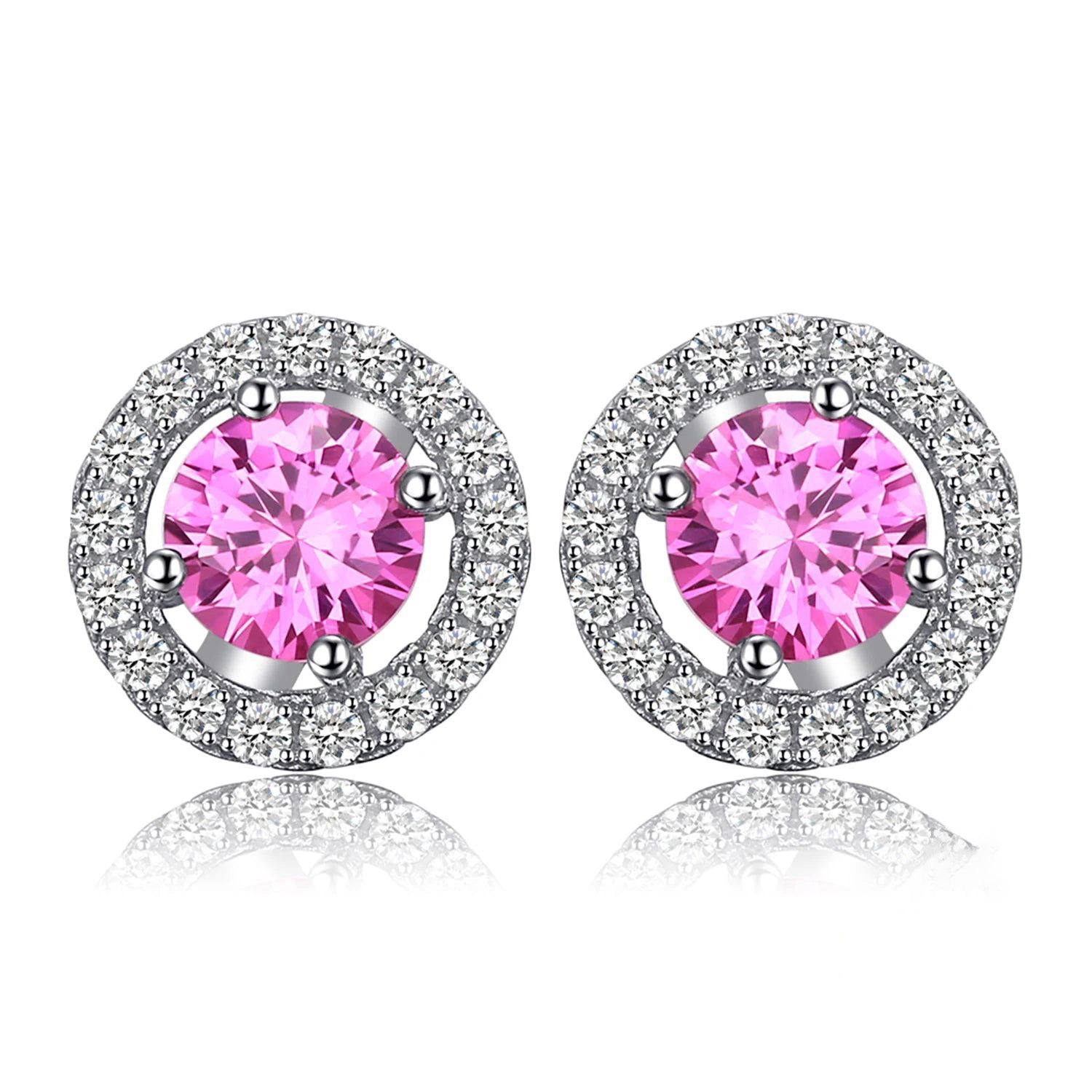 Stunning 1.3ct Created Pink Sapphire Stud Earrings in 925 Sterling Silver - Elegant Gemstone Jewelry