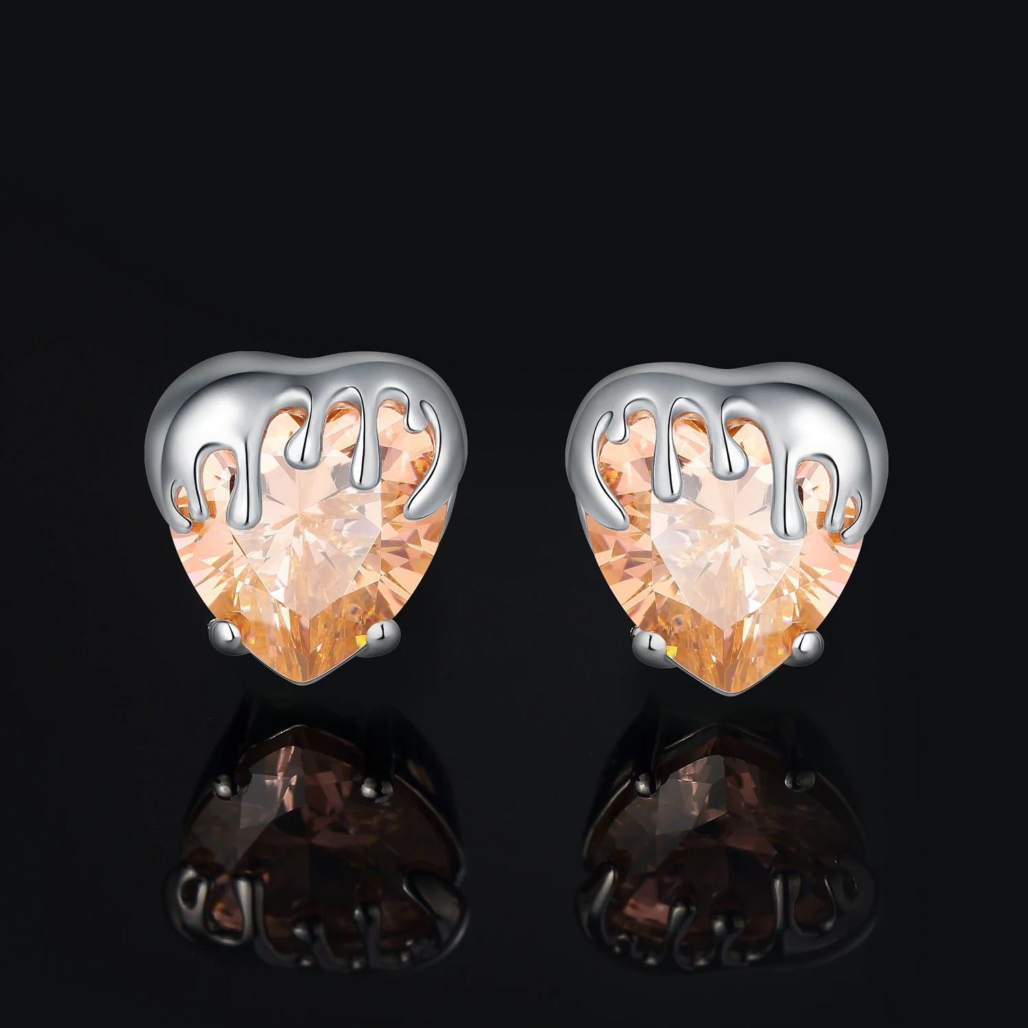 Sophisticated 9.2ct Morganite Color Gemstone 925 Sterling Silver Heart Stud Earrings