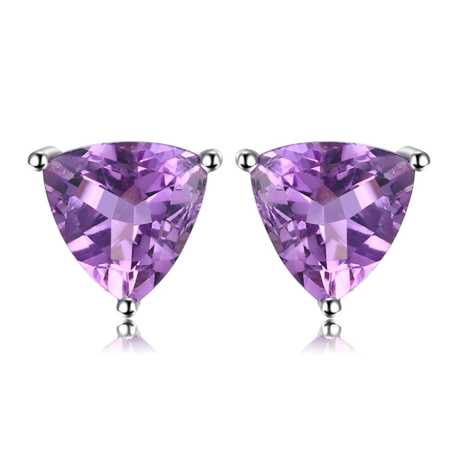 1.4ct Triangular Purple Amethyst Stud Earrings in 925 Sterling Silver