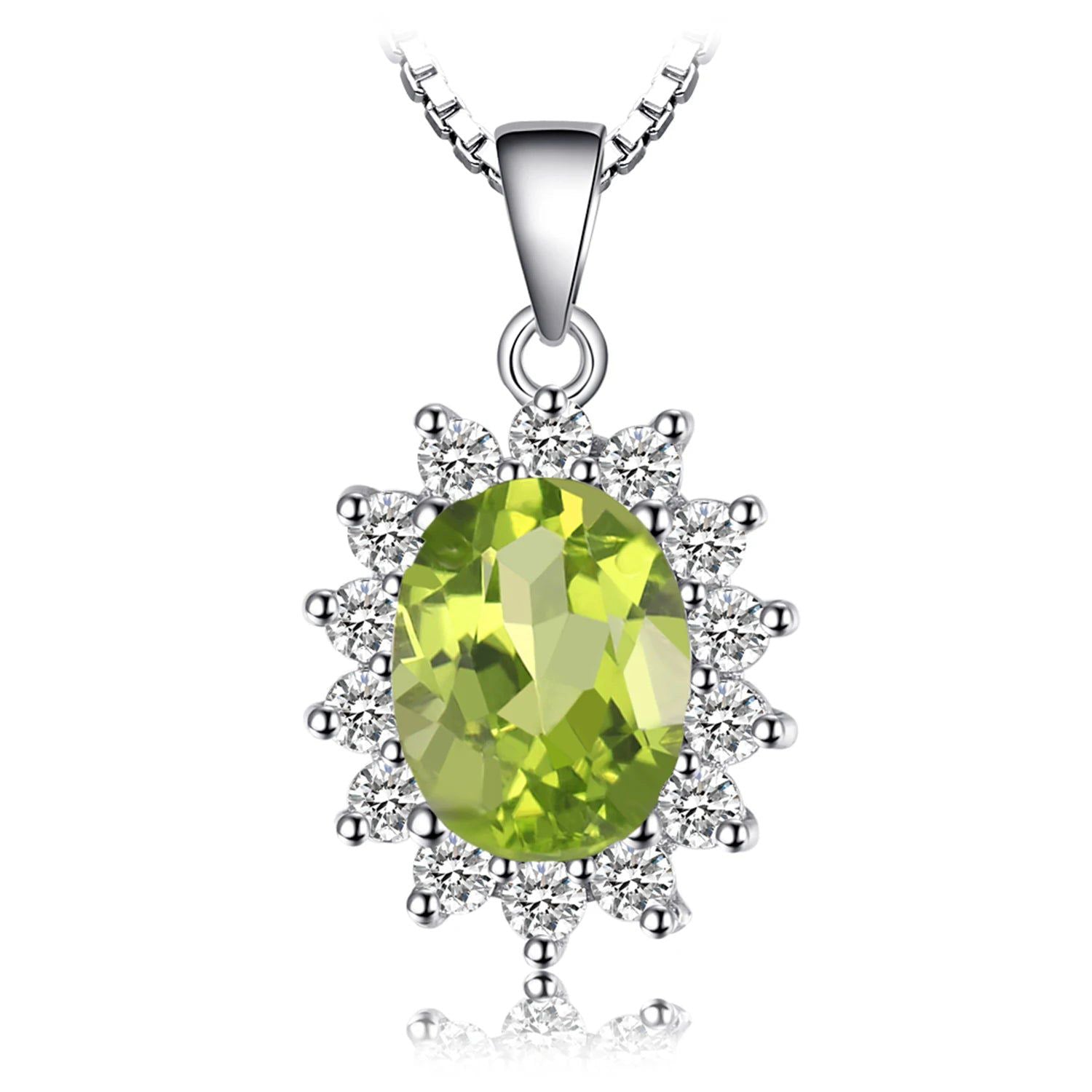 Diana 2.2ct Natural Green Peridot Sterling Silver Pendant - Elegant Classic Design