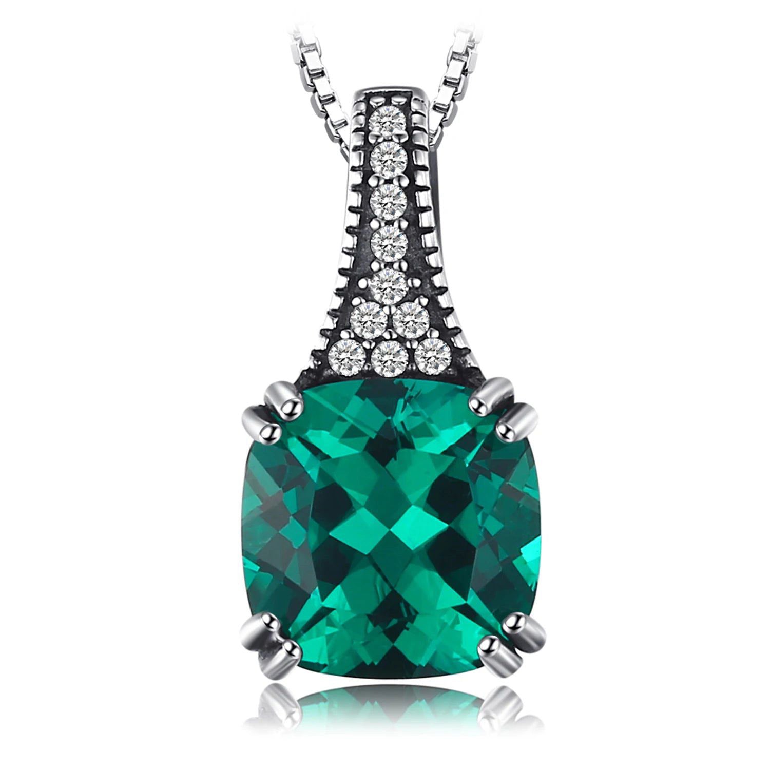 Elegant 2.1ct Cushion Simulated Nano Emerald 925 Sterling Silver Pendant Jewelry - Pendant Only