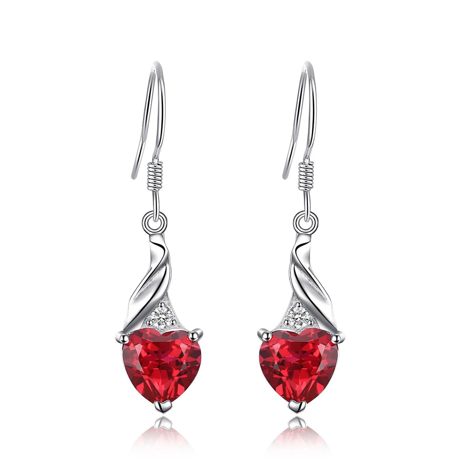 Heart-Shaped 5ct Created Red Ruby Sterling Silver Drop Earrings in Fine Jewelry