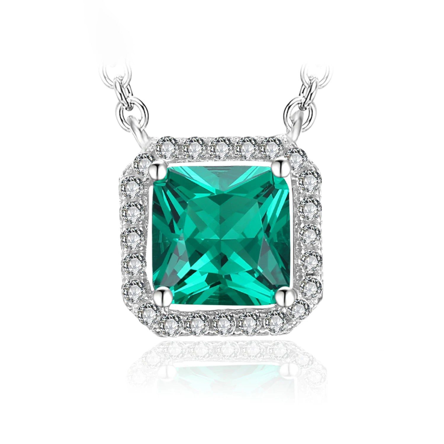 Sophisticated Square 1.7ct Simulated Emerald 925 Sterling Silver Choker Necklace