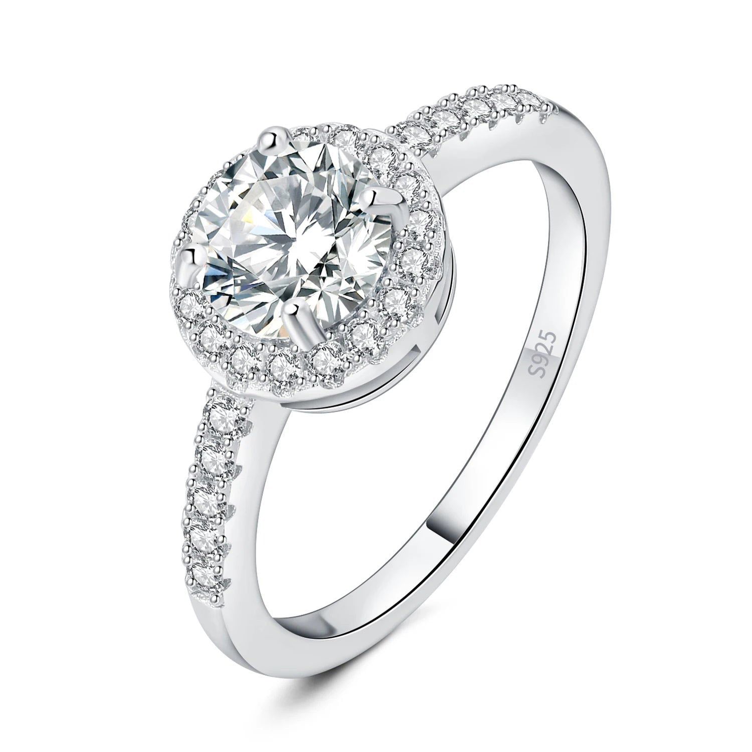 Exquisite 5A CZ Halo Sterling Silver Classic Ring