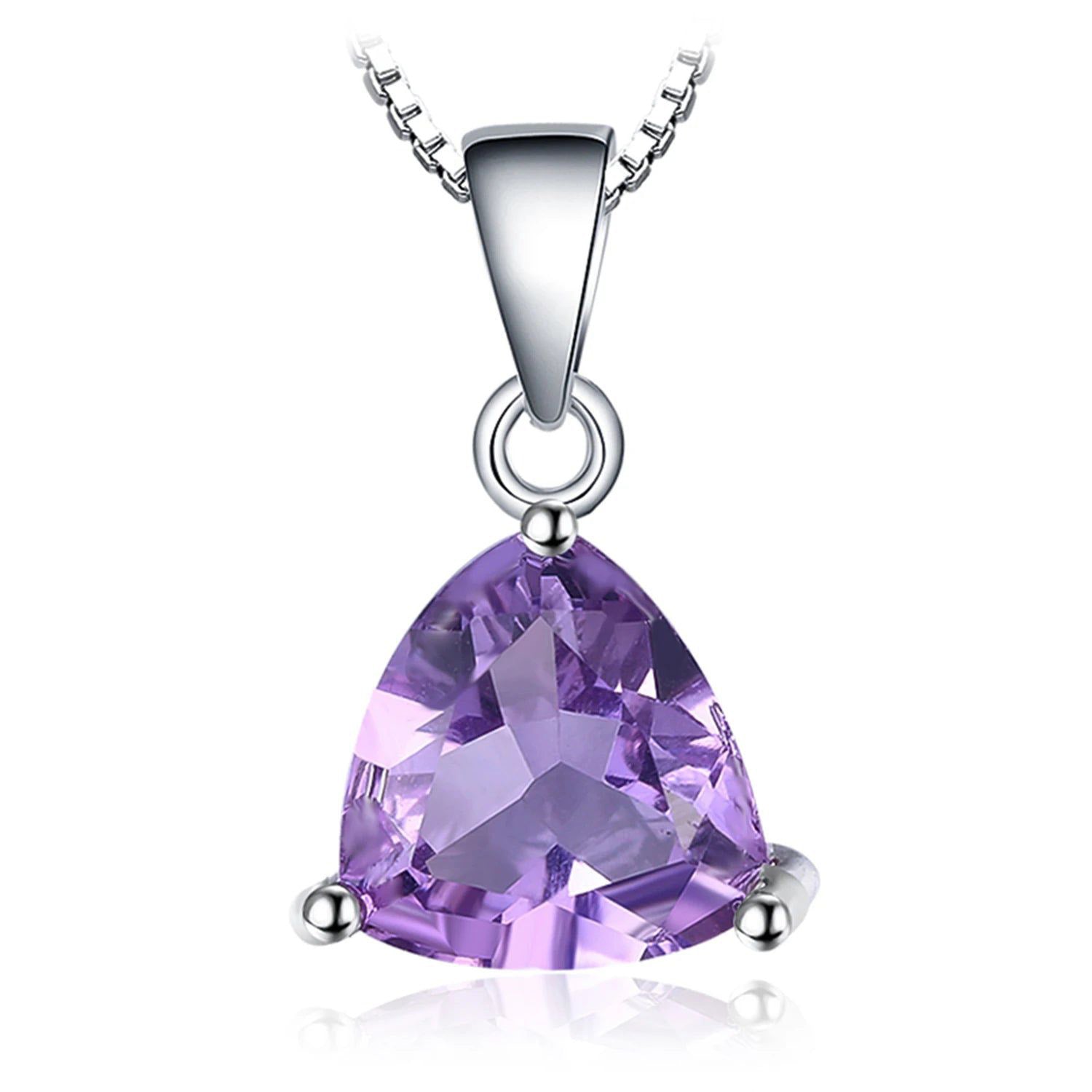 Sophisticated 1.6ct Triangle Amethyst Pendant in 925 Sterling Silver - Pendant Only