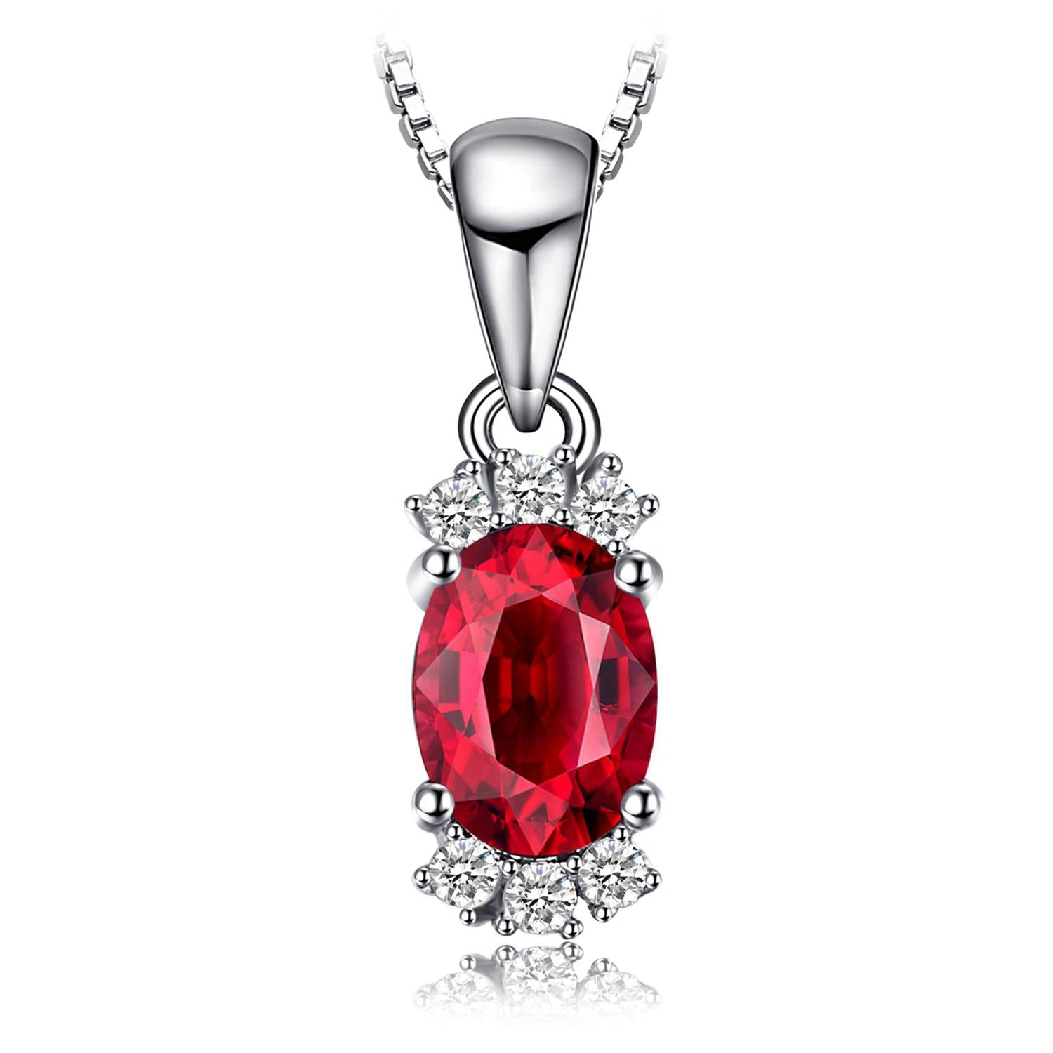 Sterling Silver Oval Red Garnet Pendant - Natural Gemstone Jewelry (Pendant Only)