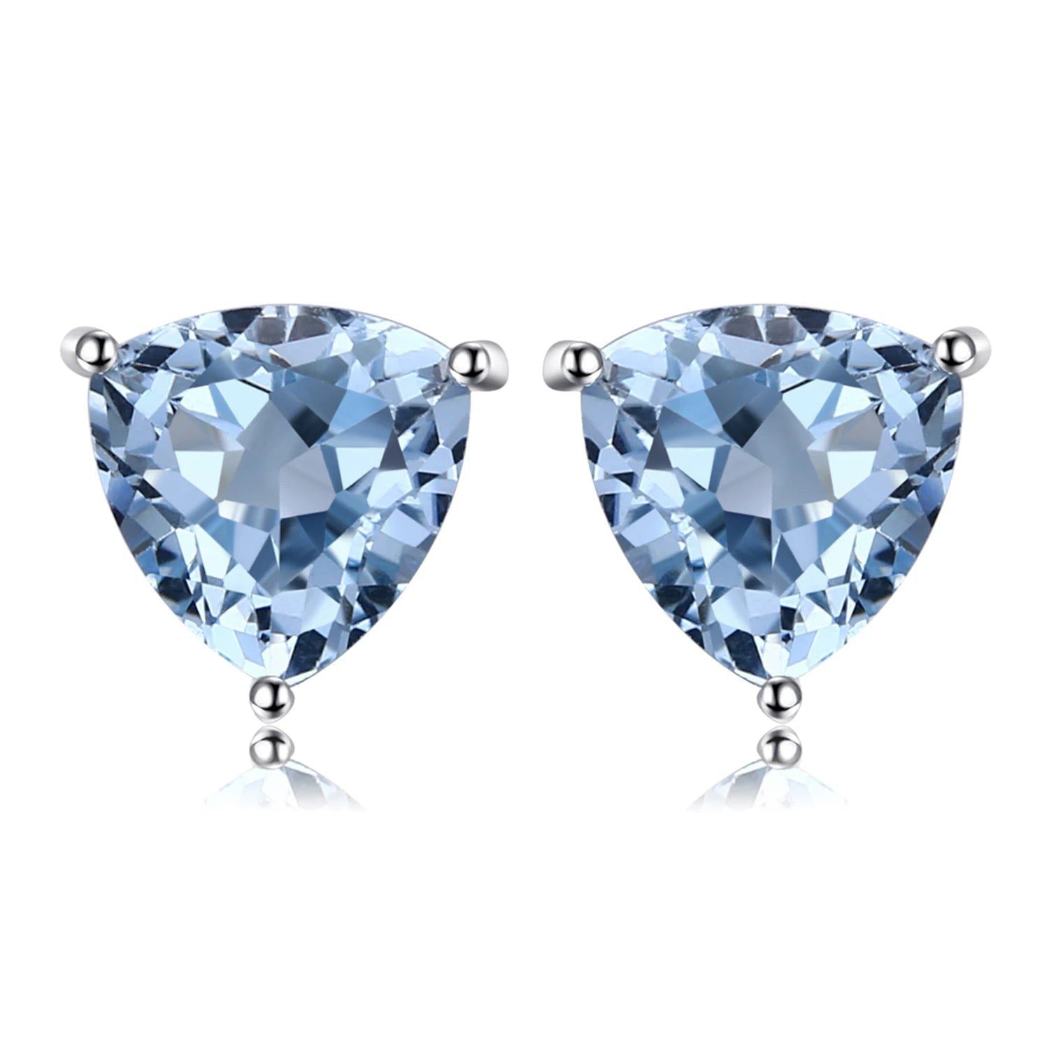 Triangle 1.8ct Genuine Sky Blue Topaz Sterling Silver Stud Earrings - Sophisticated Fine Jewelry