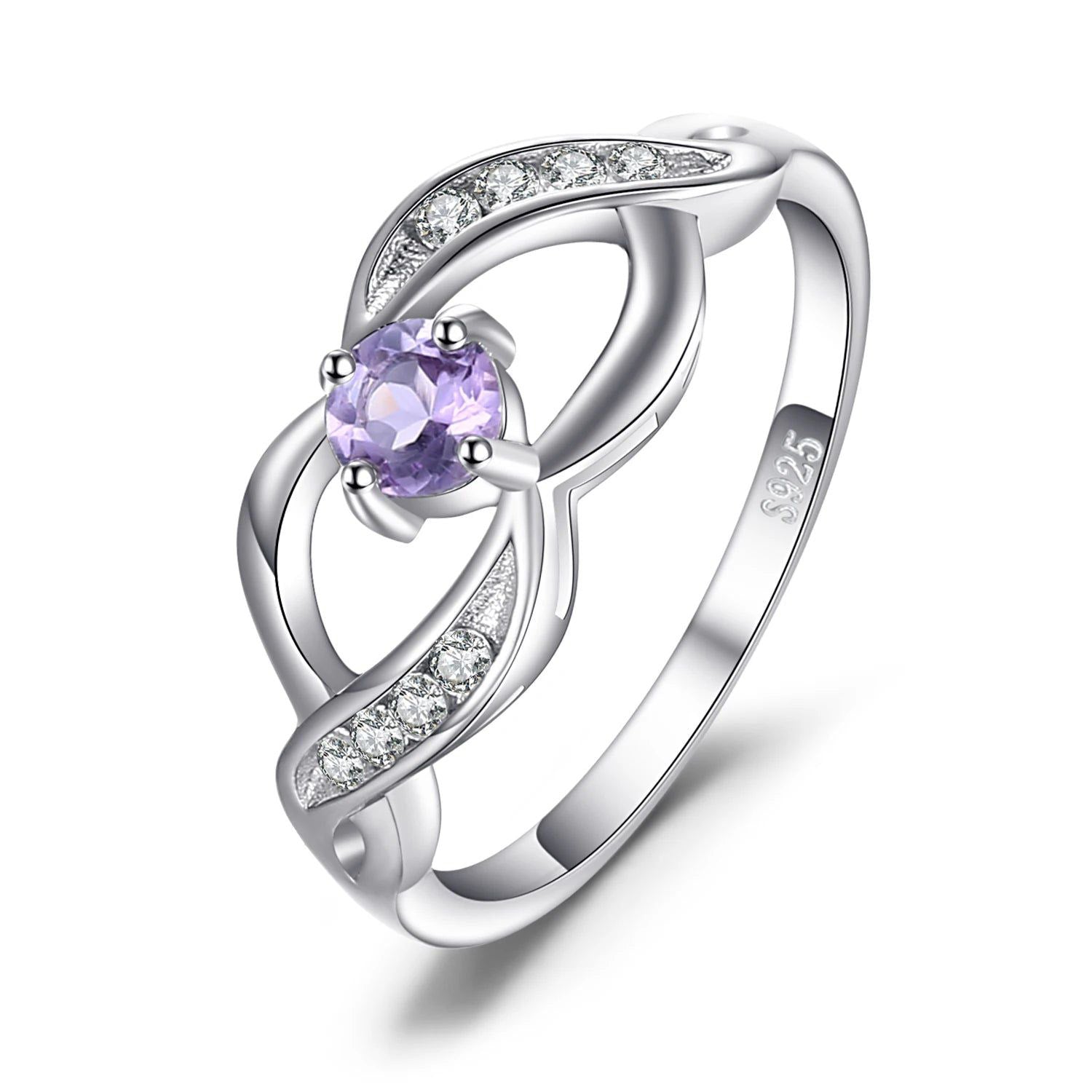 Sophisticated Amethyst Gemstone 925 Sterling Silver Infinity Ring - Statement Jewelry Band