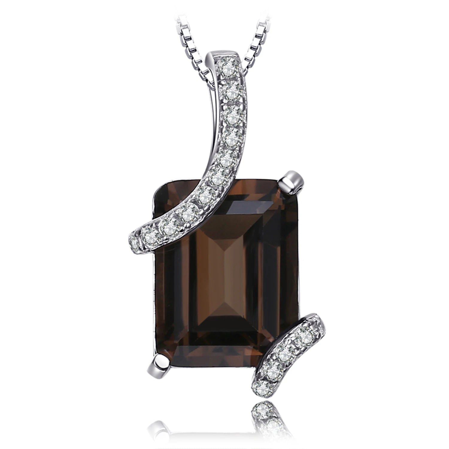 Emerald Cut Smoky Quartz 2.2ct Silver Pendant - Fashionable 925 Sterling Jewelry