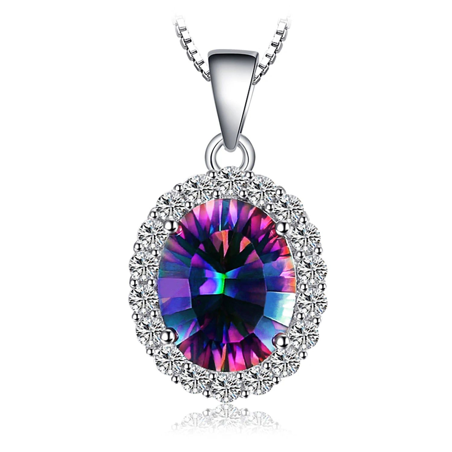 2.6ct Natural Mystic Quartz Pendant in 925 Sterling Silver - Pendant Only, New Arrival