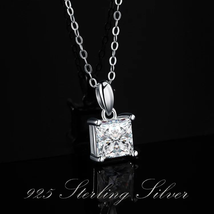 Elegant 1ct Princess Moissanite D Color Pendant in 925 Sterling Silver with Yellow Rose Gold Plating - Pendant Only