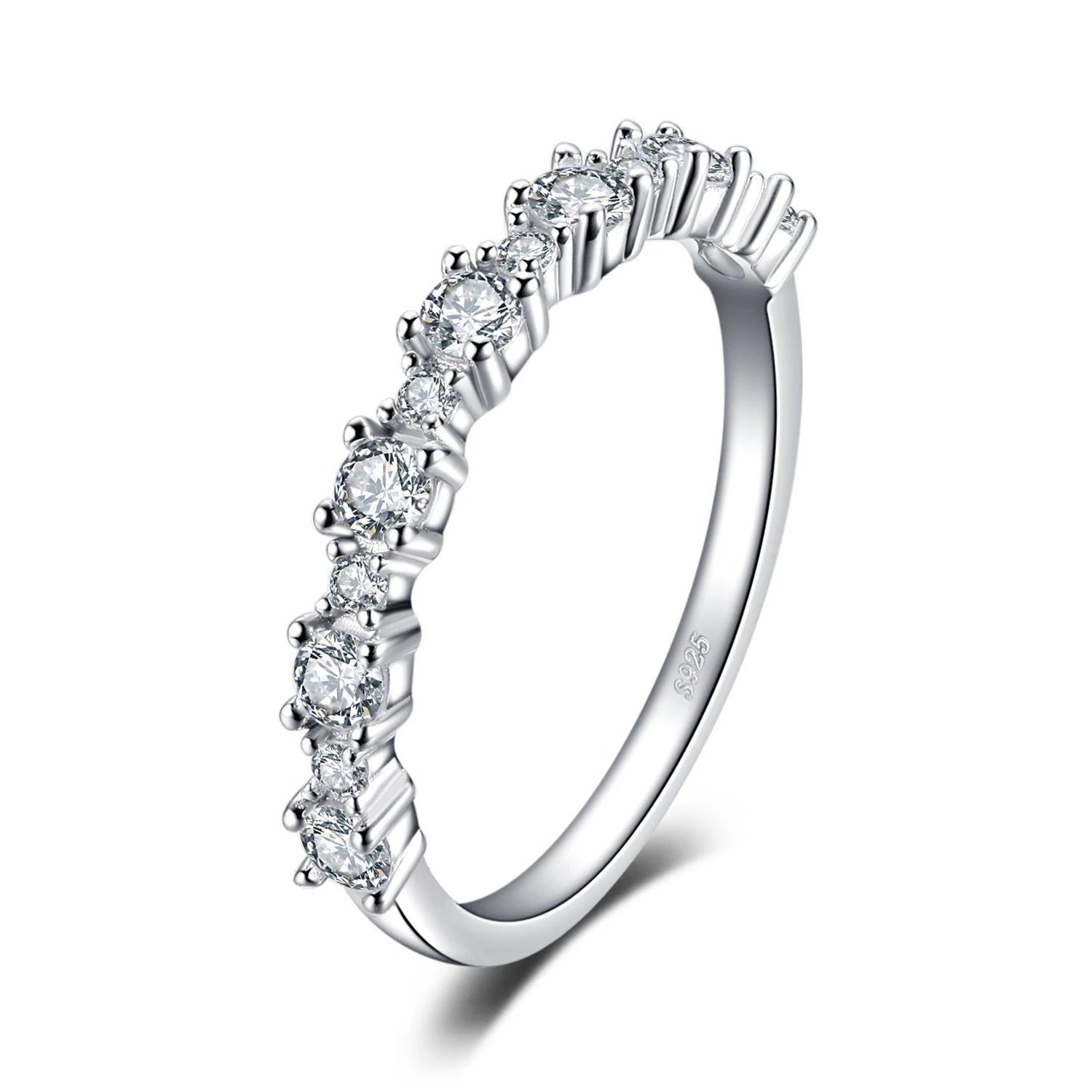 5A CZ Half Eternity Classic 925 Sterling Silver Ring - Elegant Fine Jewelry